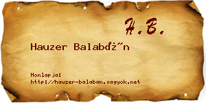 Hauzer Balabán névjegykártya